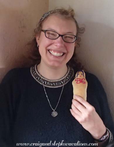 Steph with her pan de wawa Steph with her pan de wawa