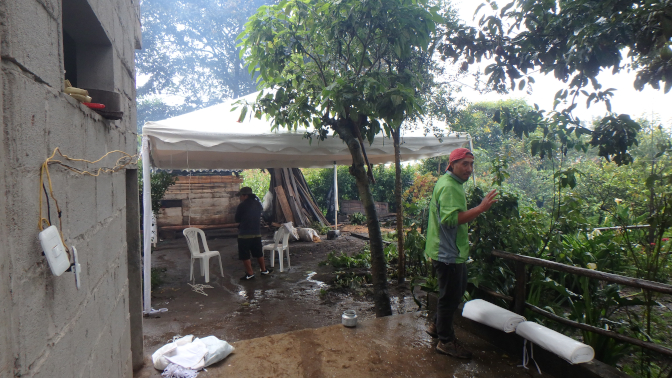 Setting up the tent for tomorrow's baptism