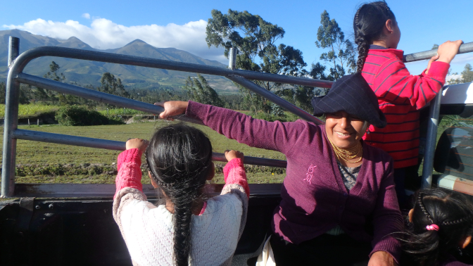 Riding in the back of the camioneta to Quiroga