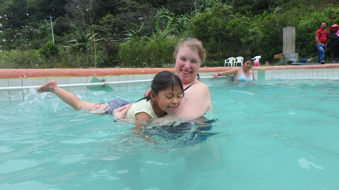 Achi Mama teaches Shina to swim