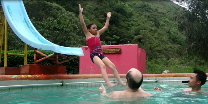 Sisa slides into the water