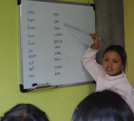 Sisa teaches English to Shina and Yupanqui