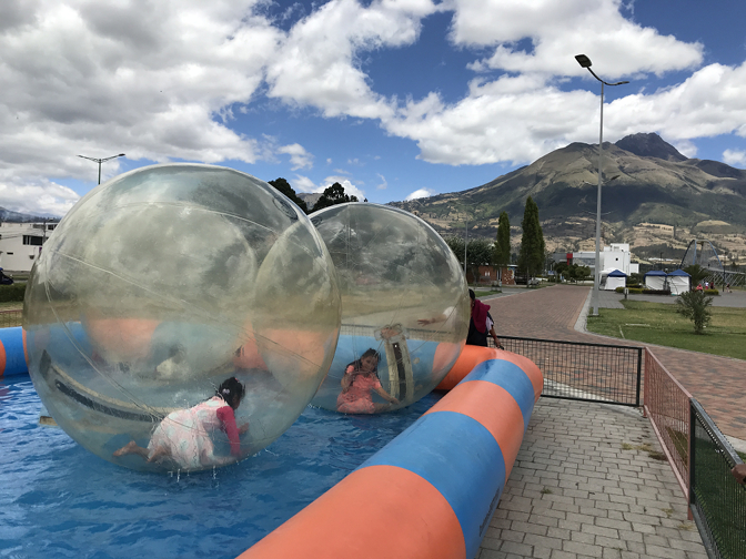 Shina and Sisa in walking water balls