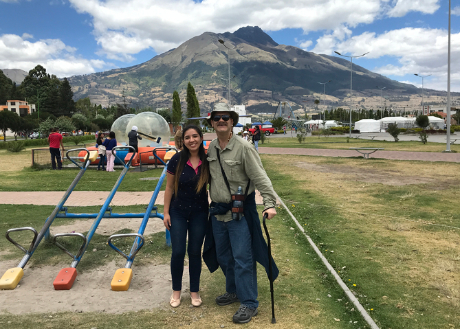 Jess and Craig in front of Mount Imbabura