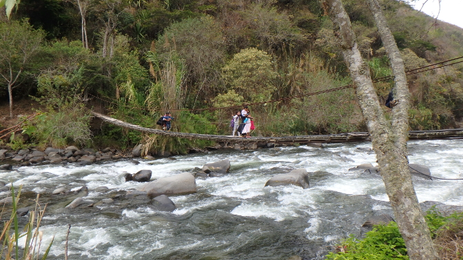 Suspension bridge over the Apuela River
