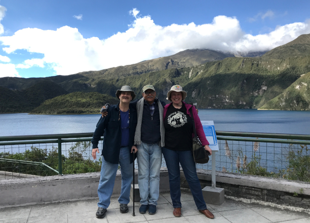 Craig, Mukul, and Steph at Lago Cuicocha