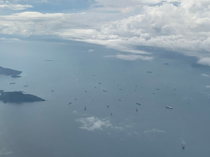 Ships around the Panana Canal