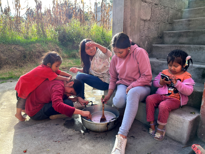 The kids making ice cream