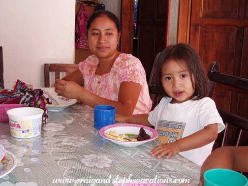 Paulina and Aracely eating breakfast Paulina and Aracely eating breakfast