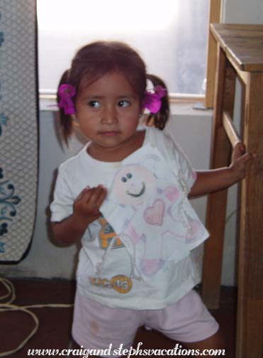 Aracely posing with Paola's drawing Aracely posing with Paola's drawing