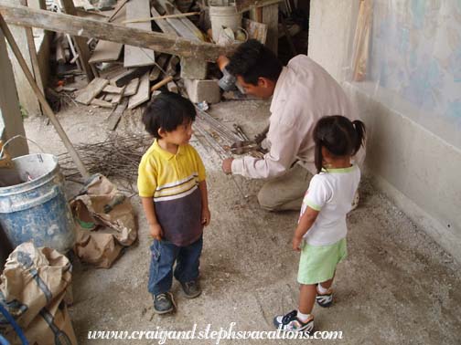 Josue and Aracely help Mario with construction Josue and Aracely help Mario with construction