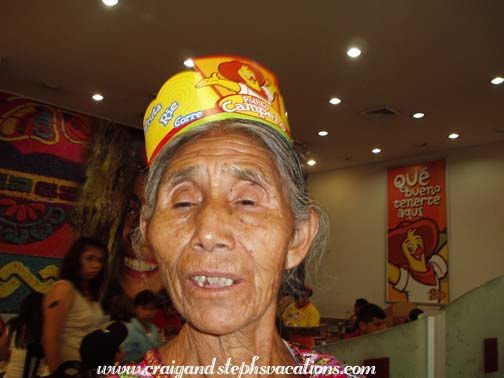 Abuela tries on the crown