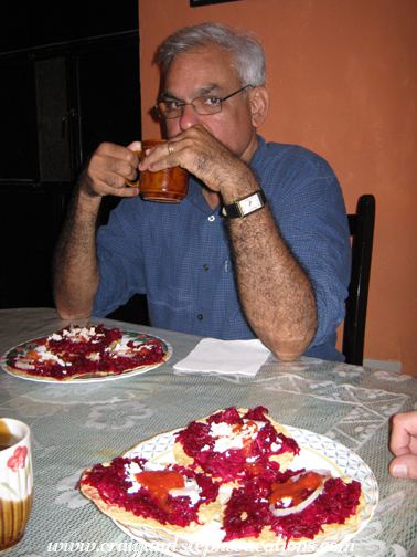 Mukul sips tea at dinner Mukul sips tea at dinner