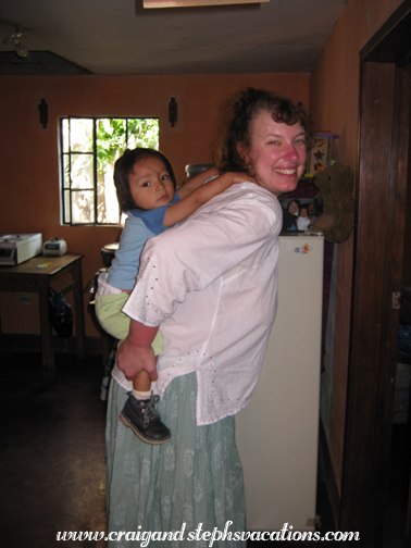 Steph gives Eddy a piggy-back ride Steph gives Eddy a piggy-back ride