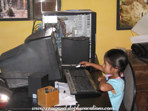 Aracely at the office computer Aracely at the office computer