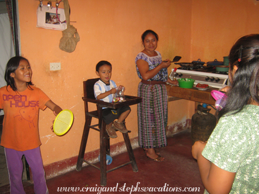 Playing catch in the kitchen
