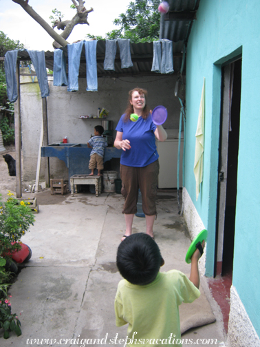 Steph playing velcro ball with Josue Steph playing velcro ball with Josue