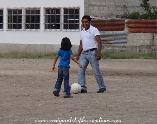 Aracely and Humberto playing soccer Aracely and Humberto playing soccer
