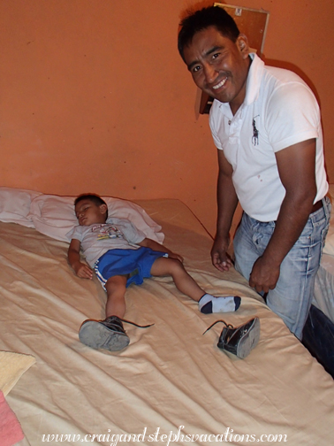 Humberto puts Eddy to bed Humberto puts Eddy to bed