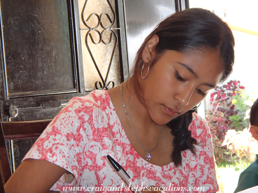 Vanesa doing her homework Vanesa doing her homework