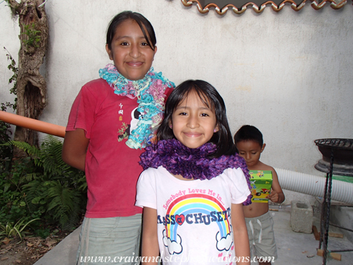 Yasmin and Aracely model their scarves Yasmin and Aracely model their scarves