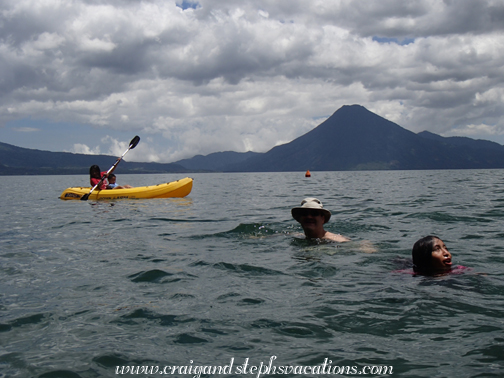 Going for a swim in Lake Atitlan Going for a swim in Lake Atitlan