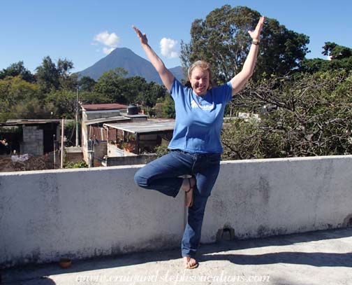 Morning yoga poses on the roof deck Morning yoga poses on the roof deck
