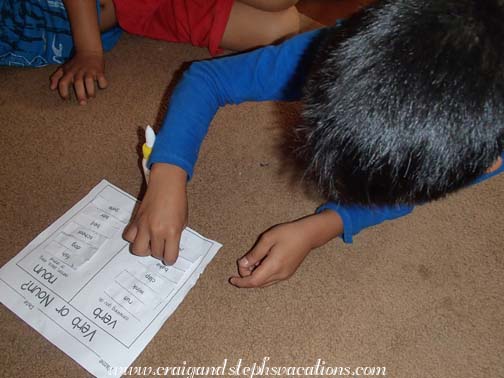 Eddy doing his English homework Eddy doing his English homework