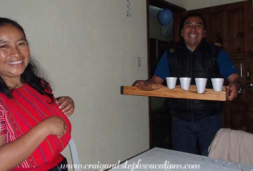 Juan serves the drinks Juan serves the drinks
