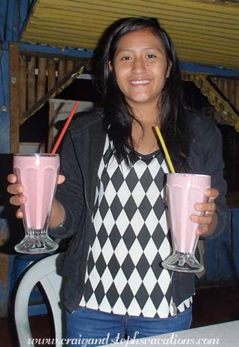 Yoselin delivers our strawberry shakes Yoselin delivers our strawberry shakes