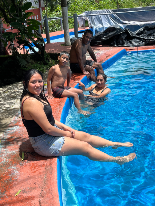Yoselin, Ian, Paulina, and Humberto at the pools