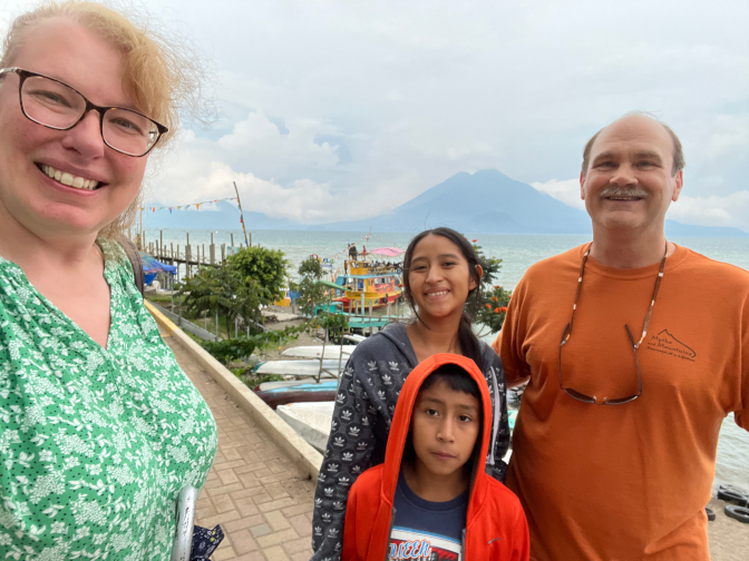 Taking a walk on the shore of Lake Atitlan