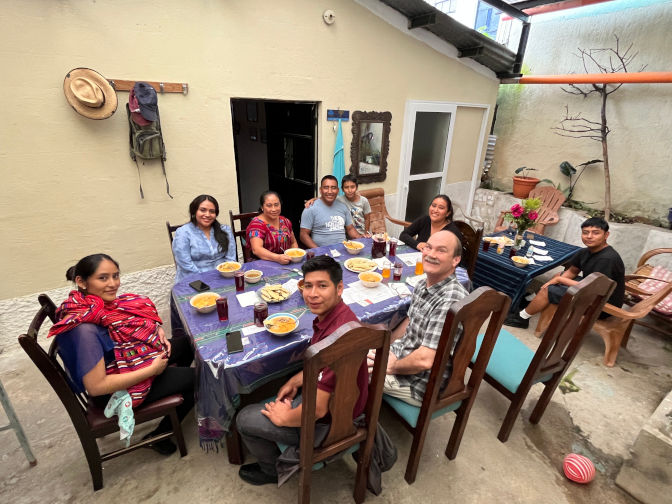 The family enjoying pulique for lunch