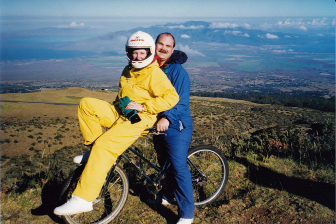 Taking a break during our bike ride down Haleakala
