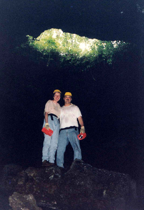 A skylight in the Hana Cave Tour