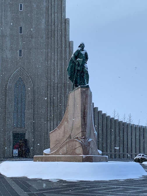 Leifur Eiriksson in the snow
