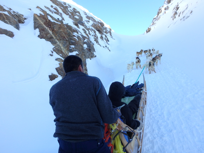 Steep hill where I had to get out of the sled