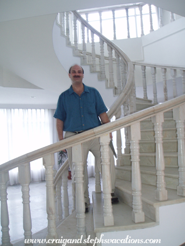 Spiral marble staircase, Ramada Khajuraho