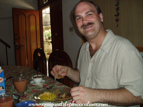 Enjoying a traditional Indian breakfast Enjoying a traditional Indian breakfast