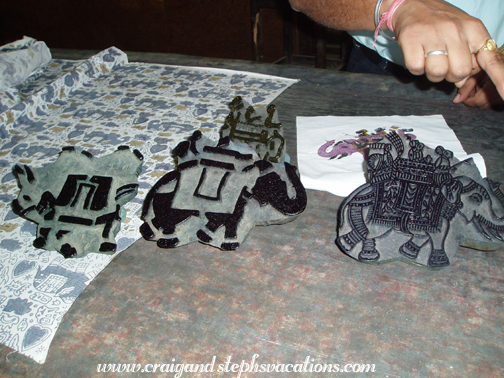 Block printing demonstration, Maharaja Carpets & Handicrafts