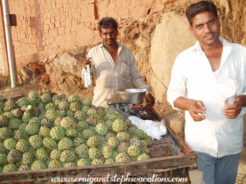 Men selling custard apples