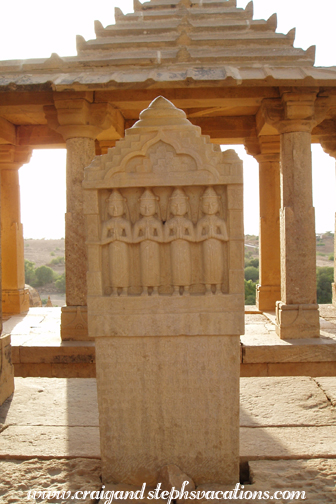 Memorial to consorts who committed sati on the Maharajas' funeral pyres