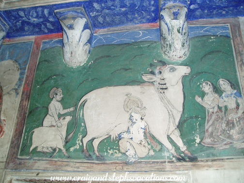 Paintings in our room (Moti Mahal) at Deogarh Mahal