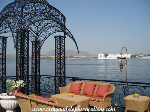 Lake Palace dock on the shore of Lake Pichola