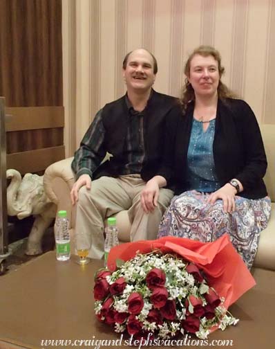 Enjoying the wedding reception