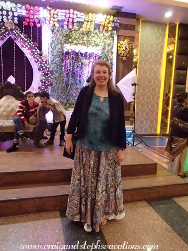 Enjoying the wedding reception