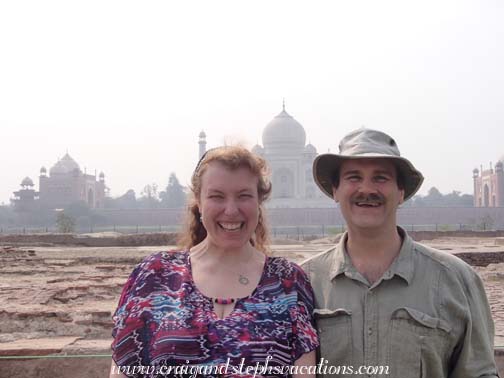 Steph and Craig in front of the Taj Mahal, from the Mehtab-Bagh Steph and Craig in front of the Taj Mahal, from the Mehtab-Bagh