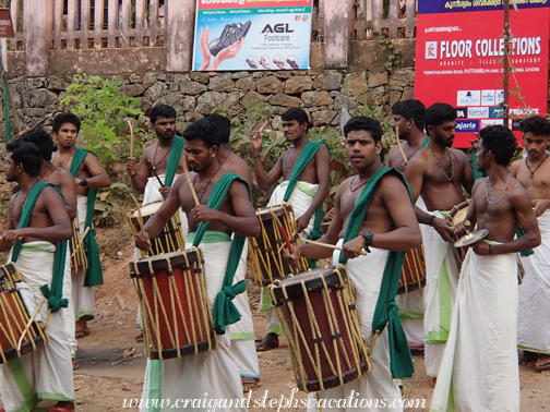 Drummers in a procession to Periayanamepetta Pooram