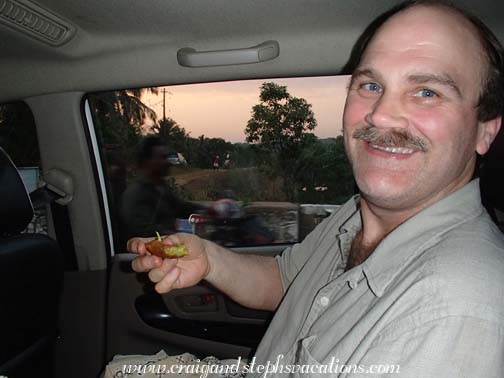 Craig enjoys fritters on the ride back to the hotel Craig enjoys fritters on the ride back to the hotel