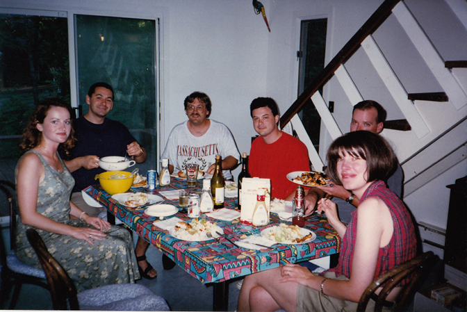 Dinner at the cottage: Margaret, Tom, Steve, Kevin, Steve H., Steph Dinner at the cottage: Margaret, Tom, Steve, Kevin, Steve H., Steph